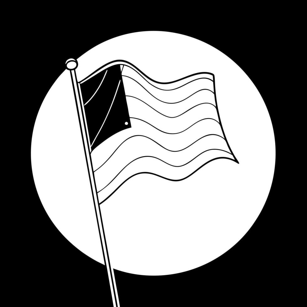 A black and white drawing of an american flag vector