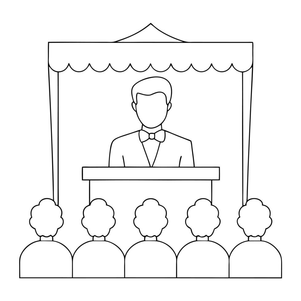 Speaker at podium with audience illustration vector