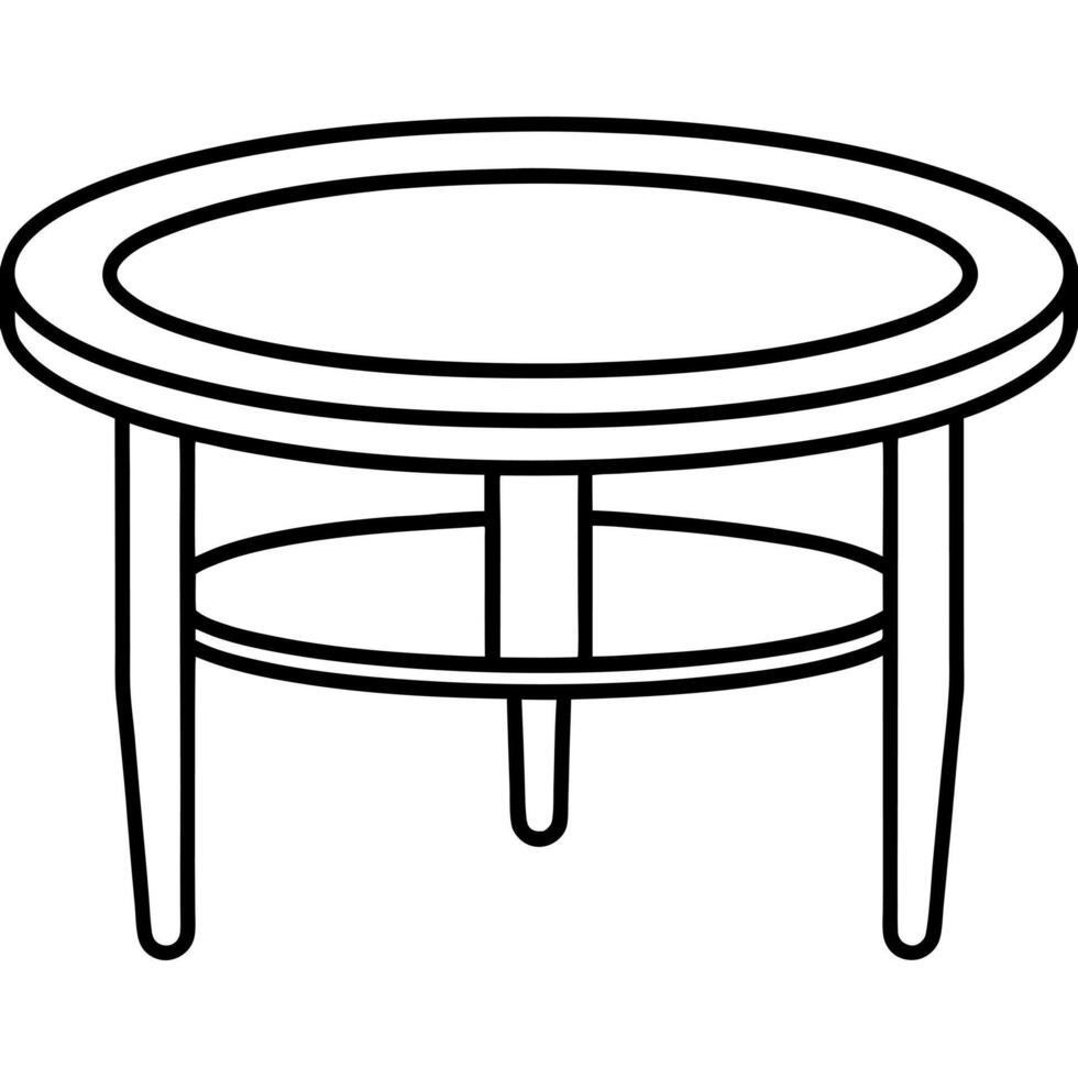 A black and white drawing of a round table vector