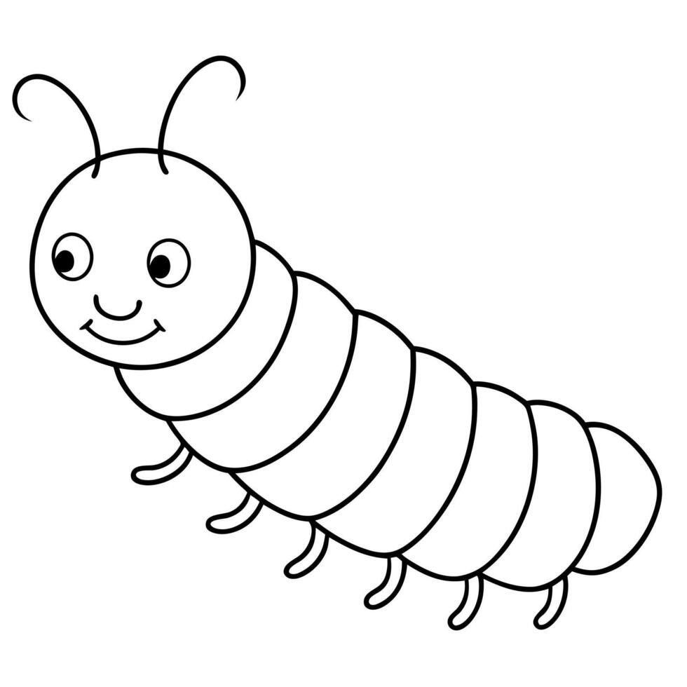 A cute caterpillar coloring page vector