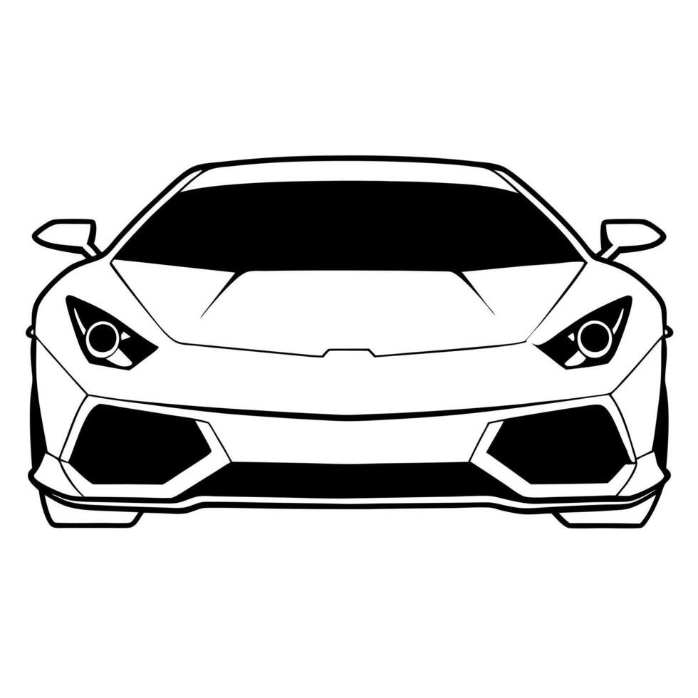 a sports car front view, illustration line art vector
