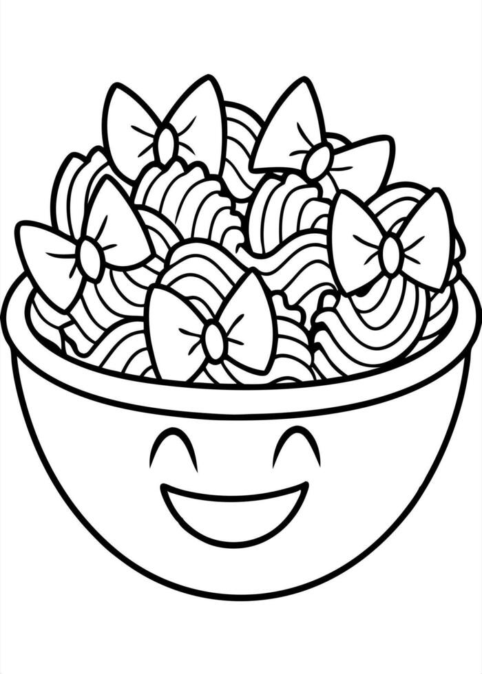 farfalle pasta smiles, illustration line art vector