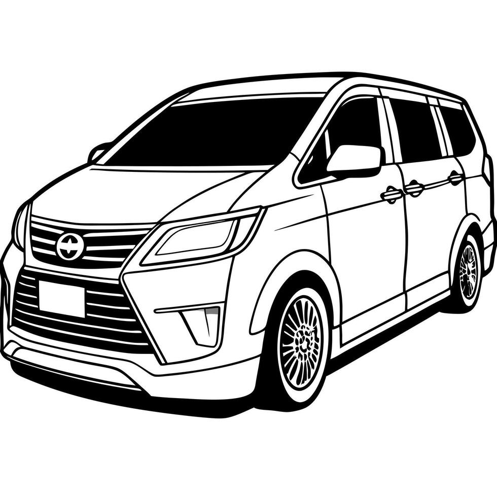 toyota inova reborn, illustration line art vector