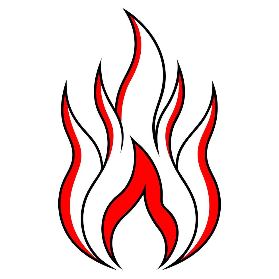 red flames, illustration line art vector