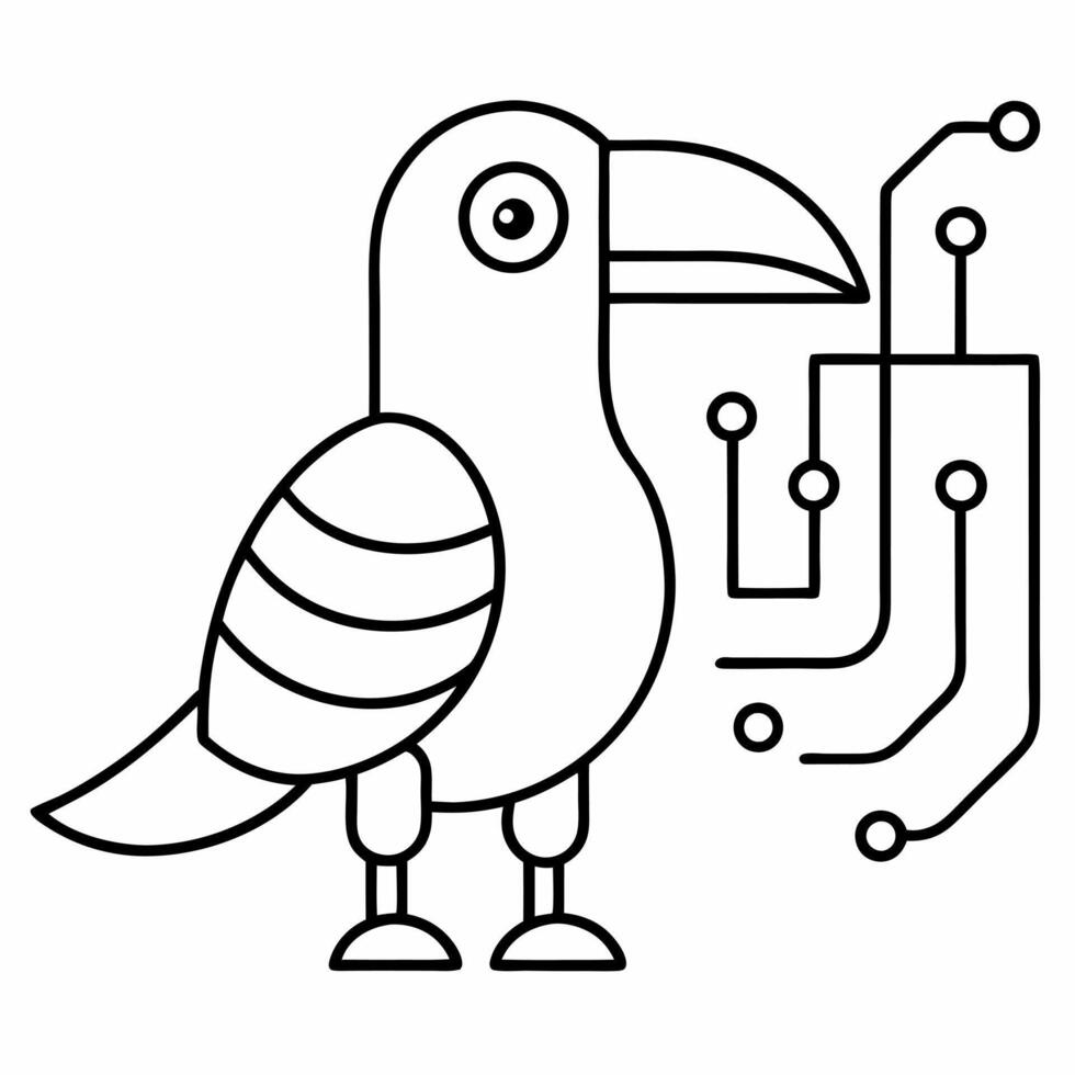 i want a toucan design that shows interaction with iot internet of things only half of the body vector