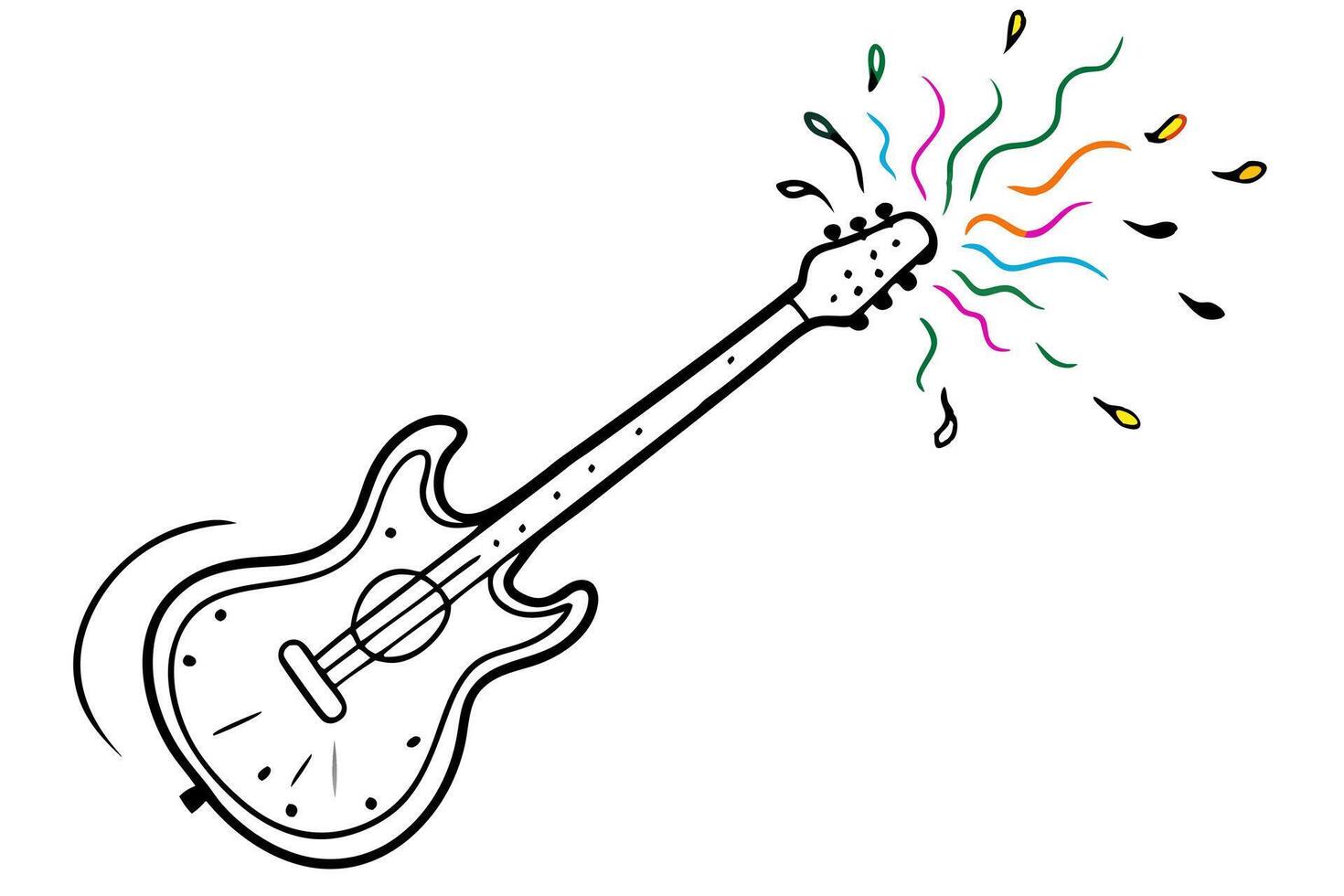 abstract watercolor guitar exploding with colorful motion in white background , illustration vector