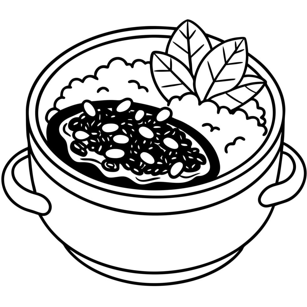 a brazilian feijoada, served in a traditional black bean stew with pork, beef, and sausages, vector