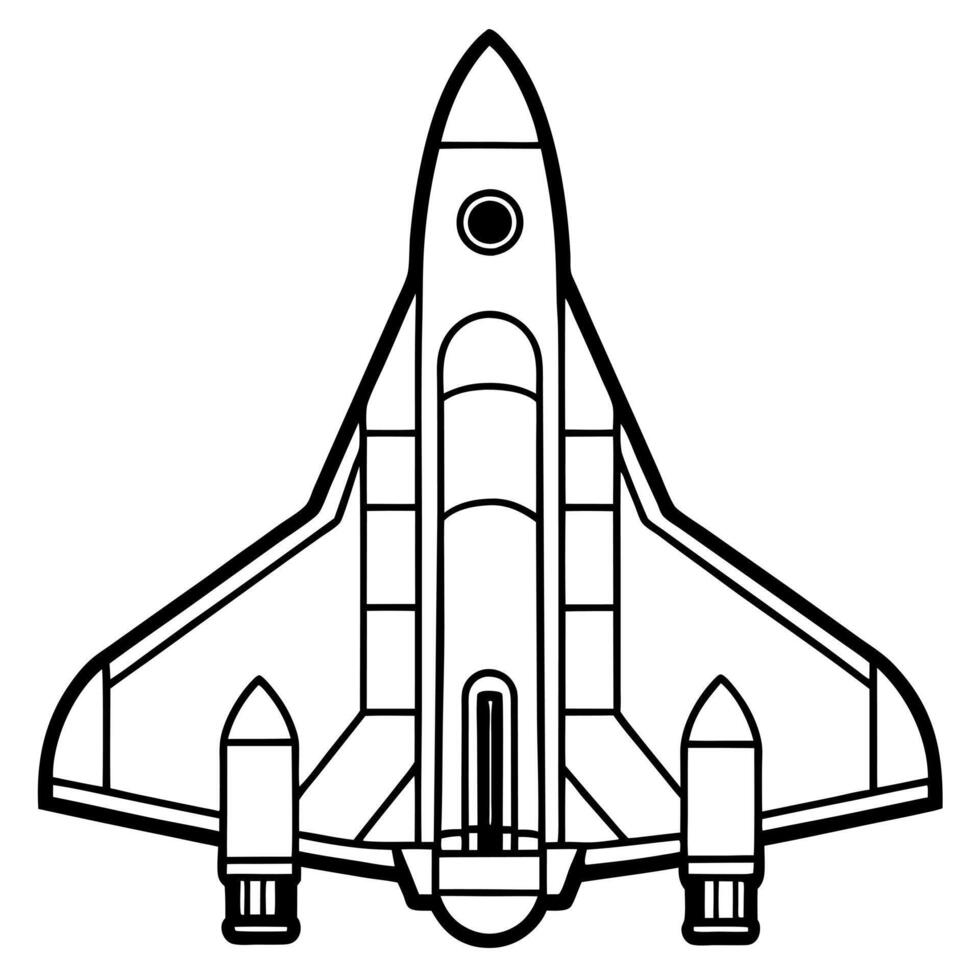 big space plane military, illustration line art vector