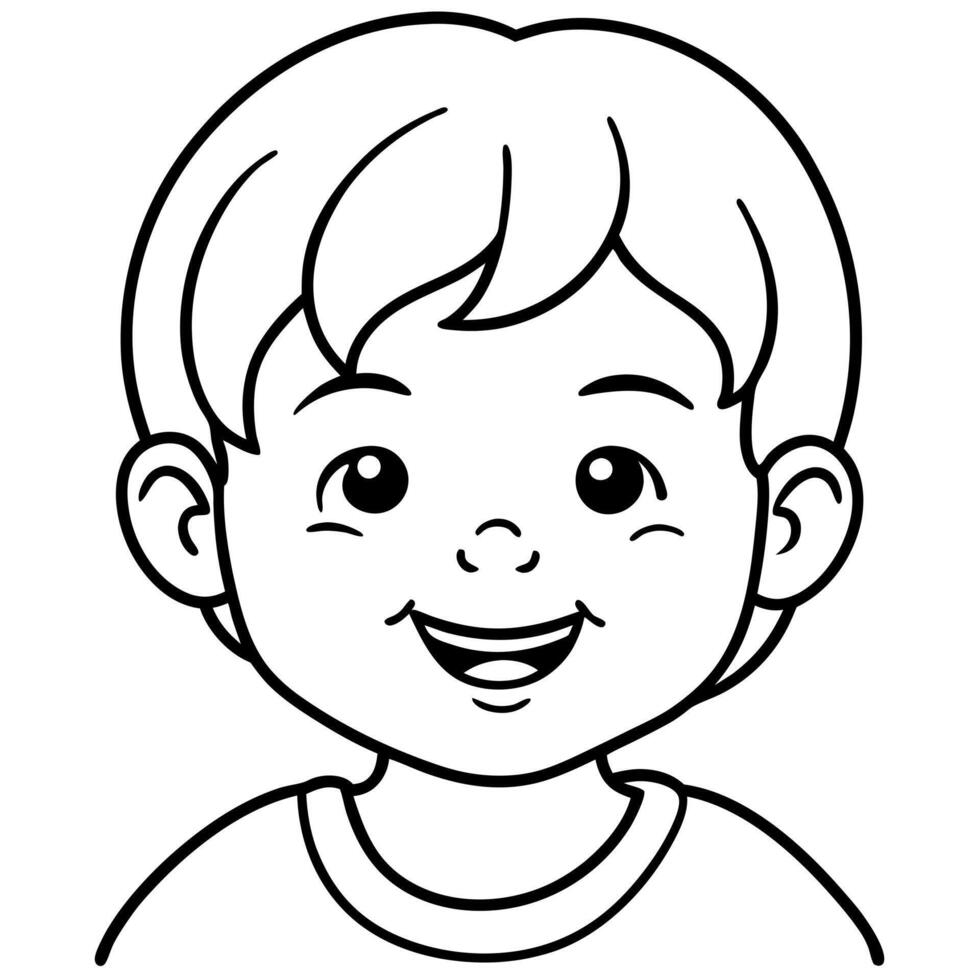 happy child face, illustration line art vector