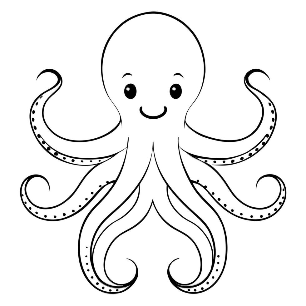 octopus, illustration line art vector
