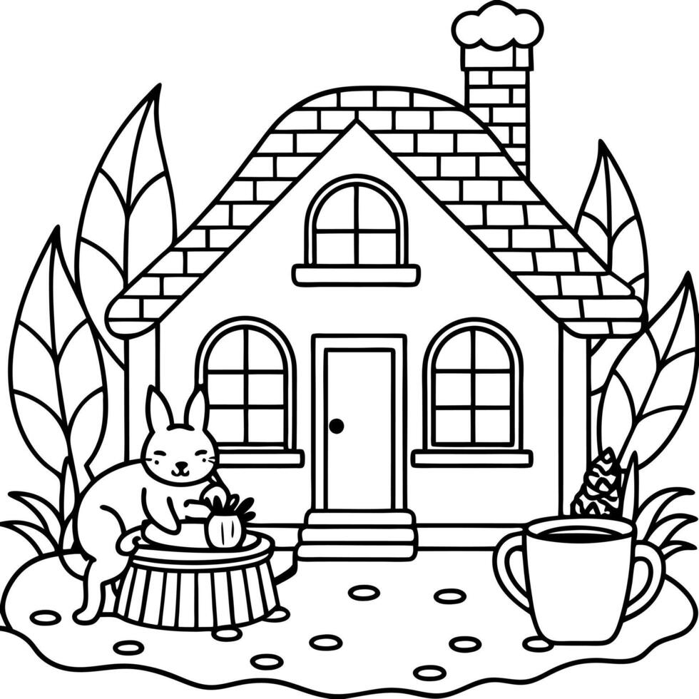 a simple coloring page line art illustration of an intricate fox with bold lines, designed as an vector