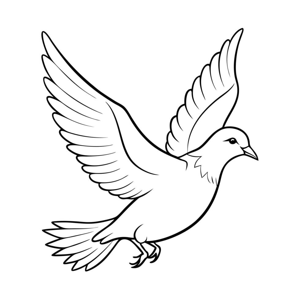 a pigeon is jamping, illustration line art vector