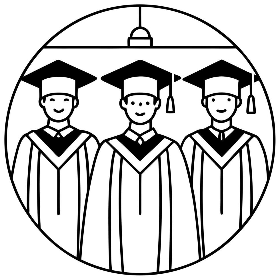 graduation ceremony, illustration line art vector