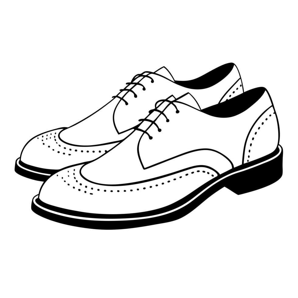 brogues shoes, illustration line art vector