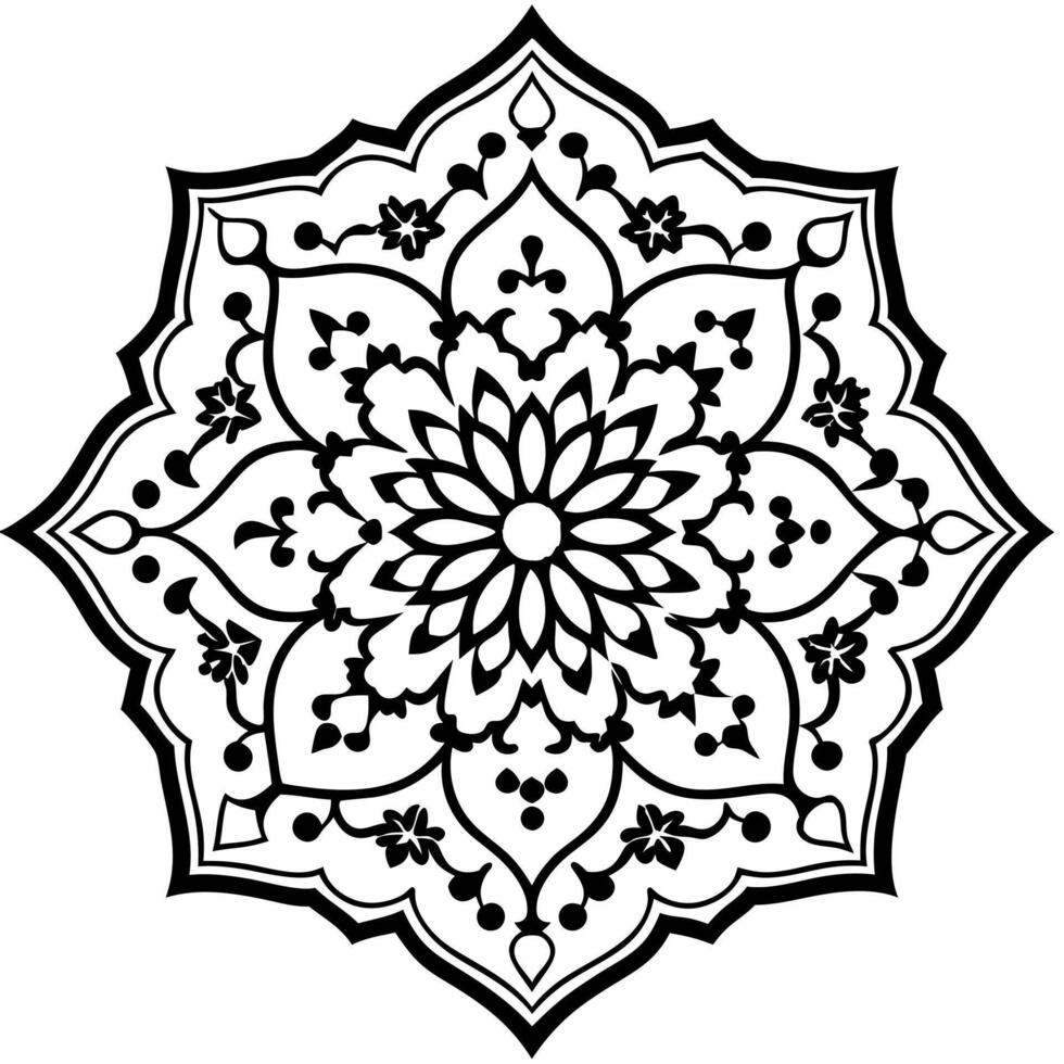 pattern from persian tabriz carpet, illustration line art vector