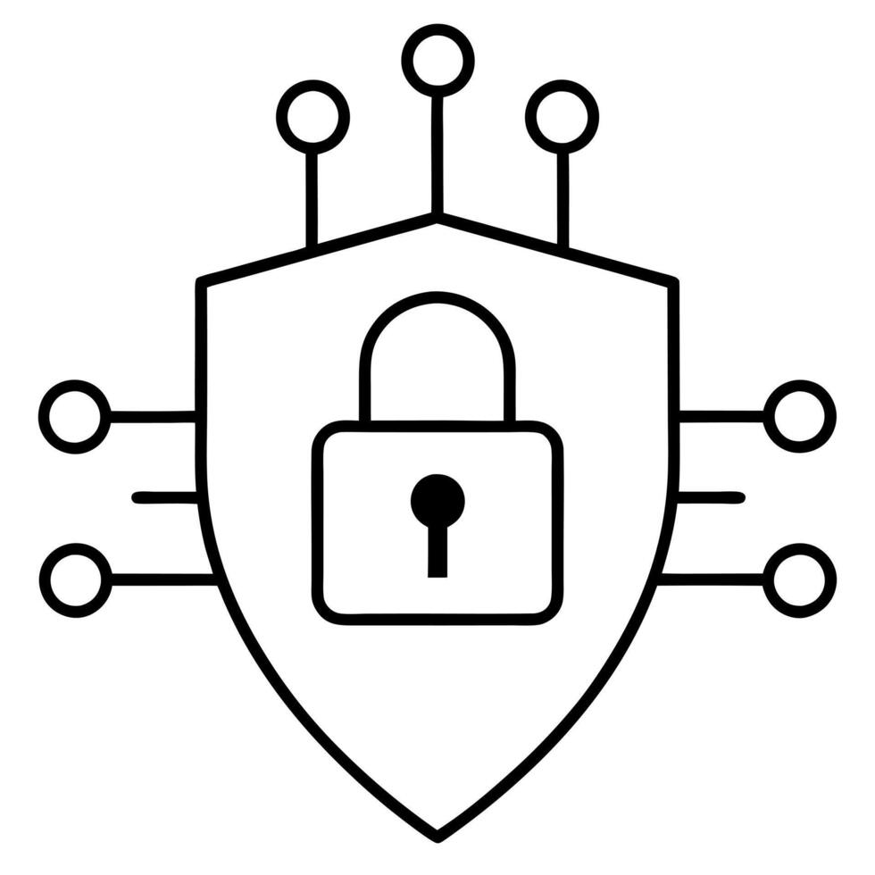 a data encryption on white background, illustration line art vector