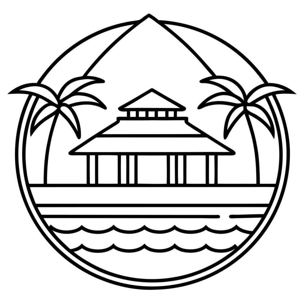 a resort icon, illustration line art vector
