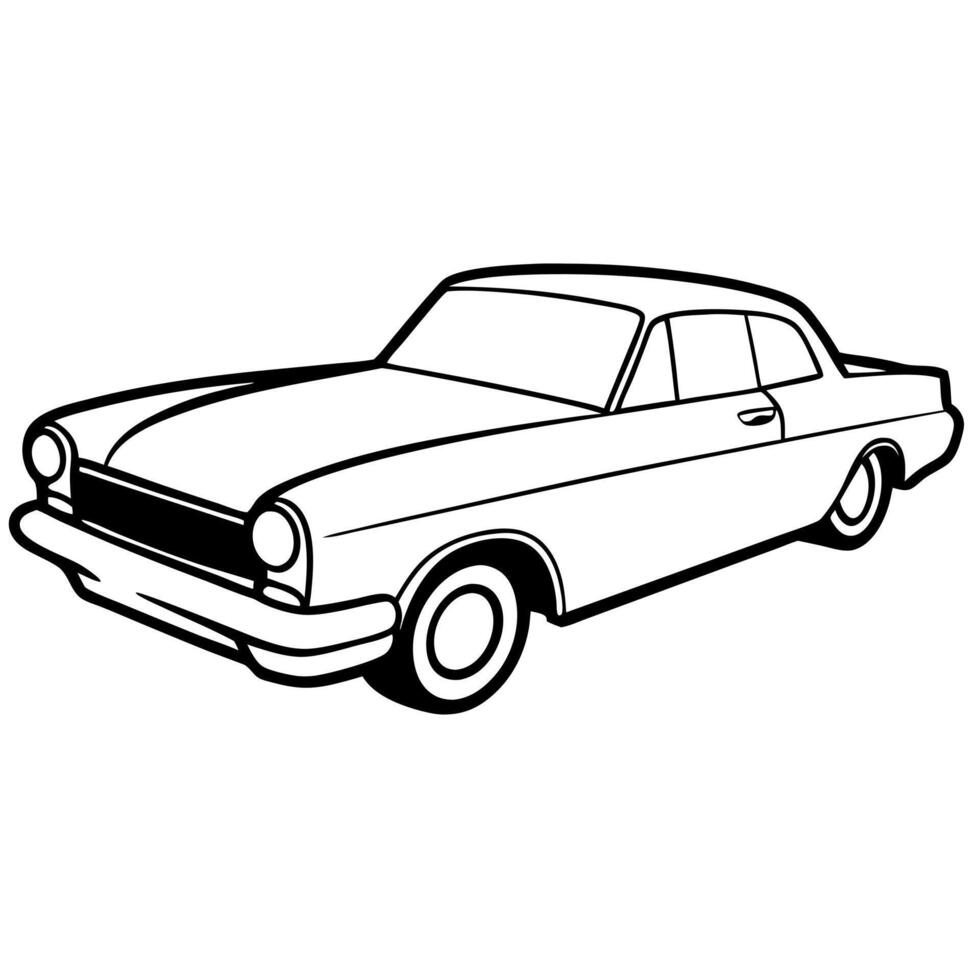 a classic car, illustration line art vector