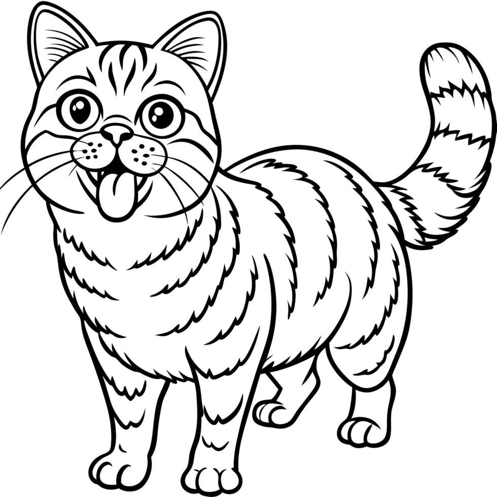 animal, cat, style, realistic, full-length, exotic shorthair - sticking out its tongue, vector