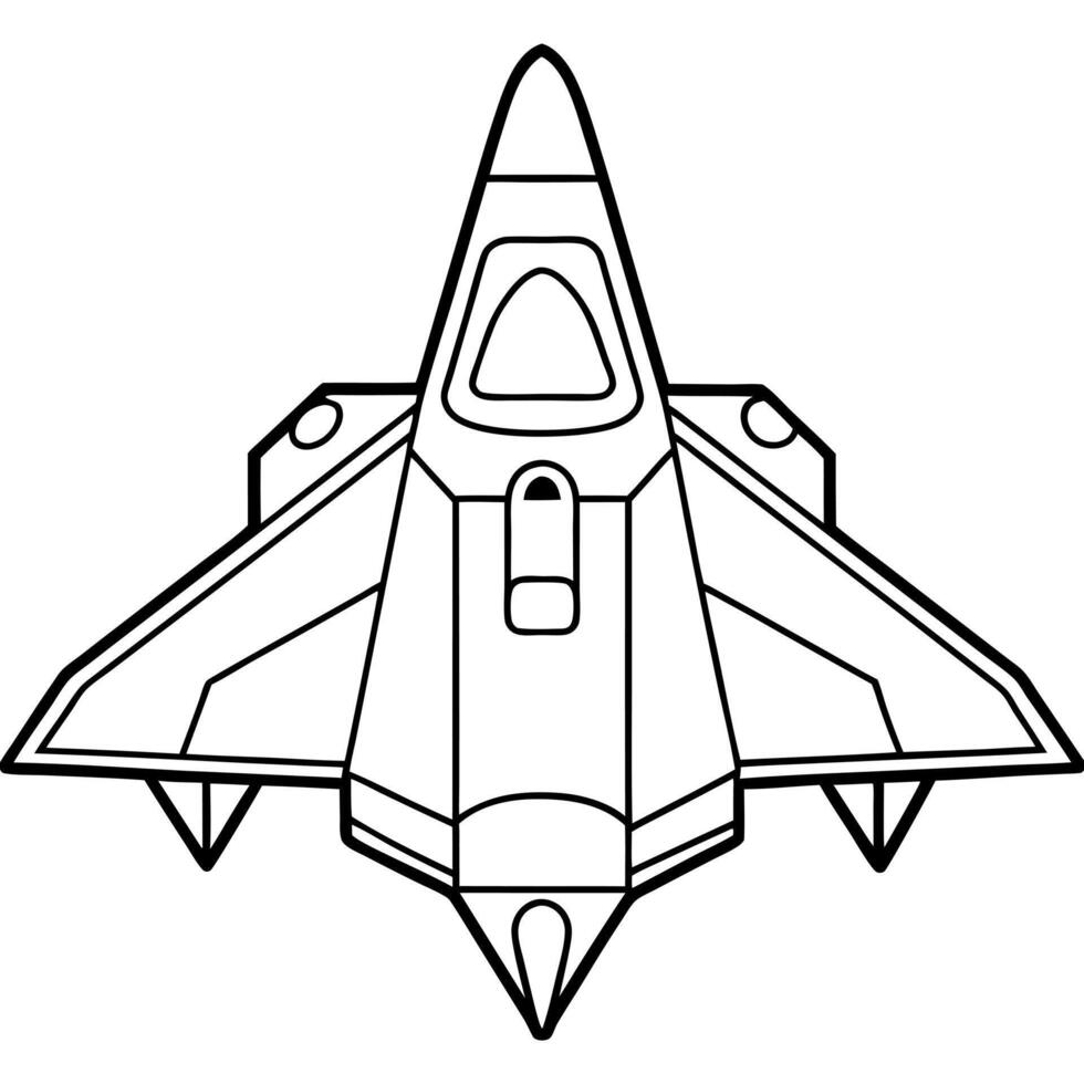 big space plane, illustration line art vector