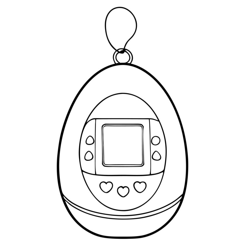 tamagotchi, illustration line art vector