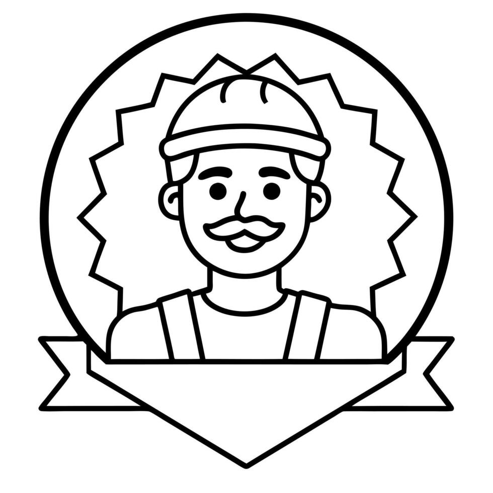 happy labour day label with funky worker on vintage background happy labor day vector