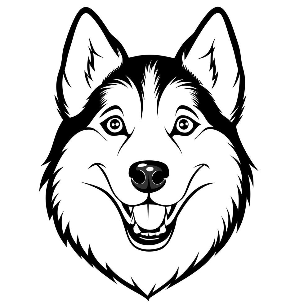 hadn some husky face, illustration line art vector