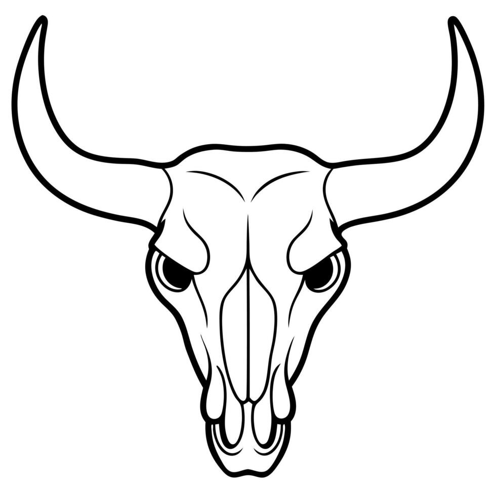 bull skull, illustration line art vector