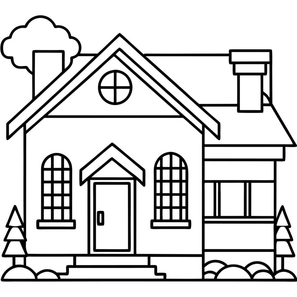 home outline, illustration line art vector