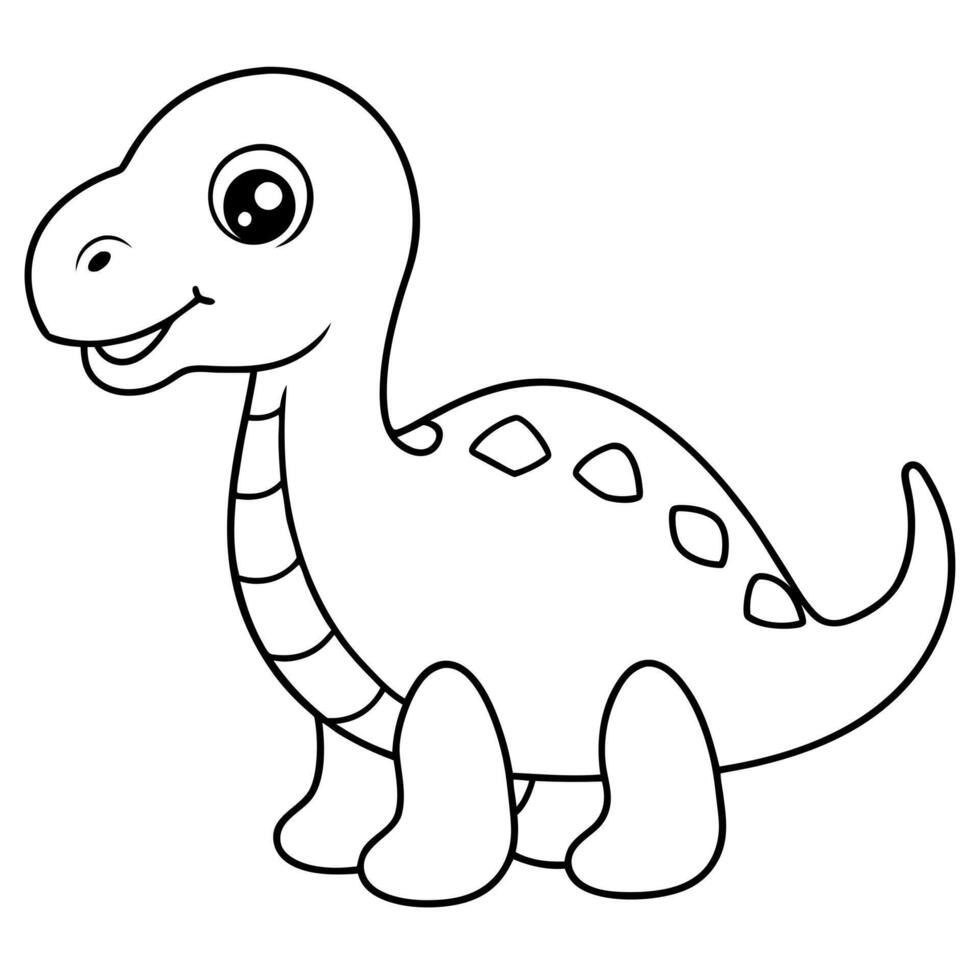 cute dinosaur coloring page, illustration line art vector