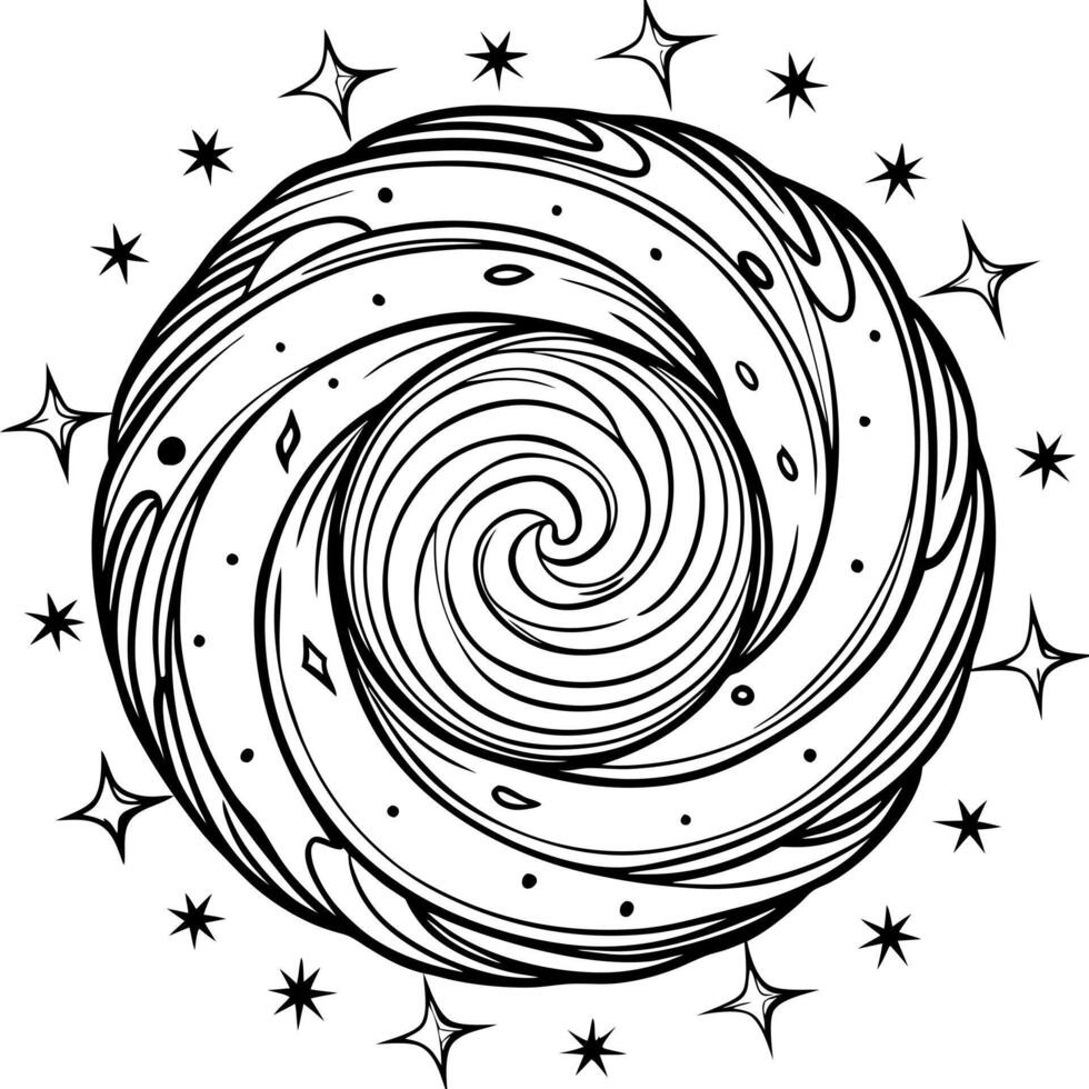 galaxy looking groovy, illustration line art vector