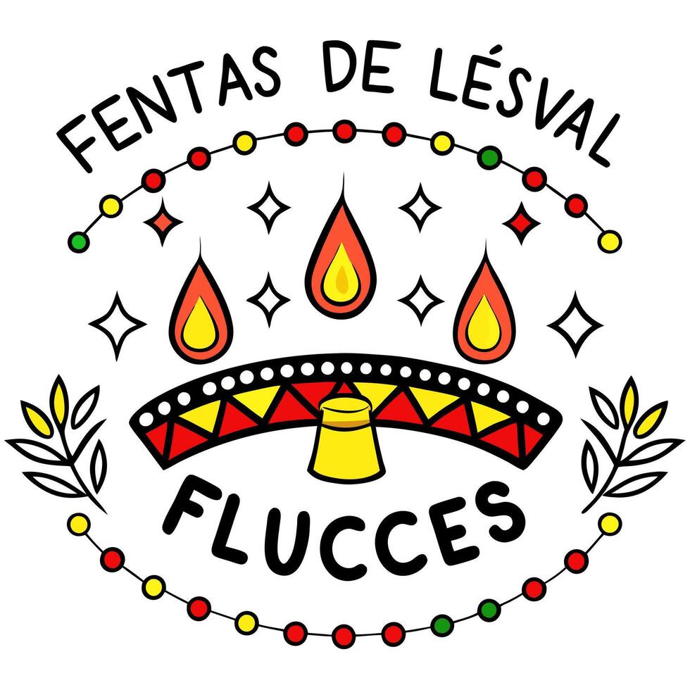 titulo festival de luces encima del dibujo, estilo africano, alegre, rojo, amarillo, burdeo, vector