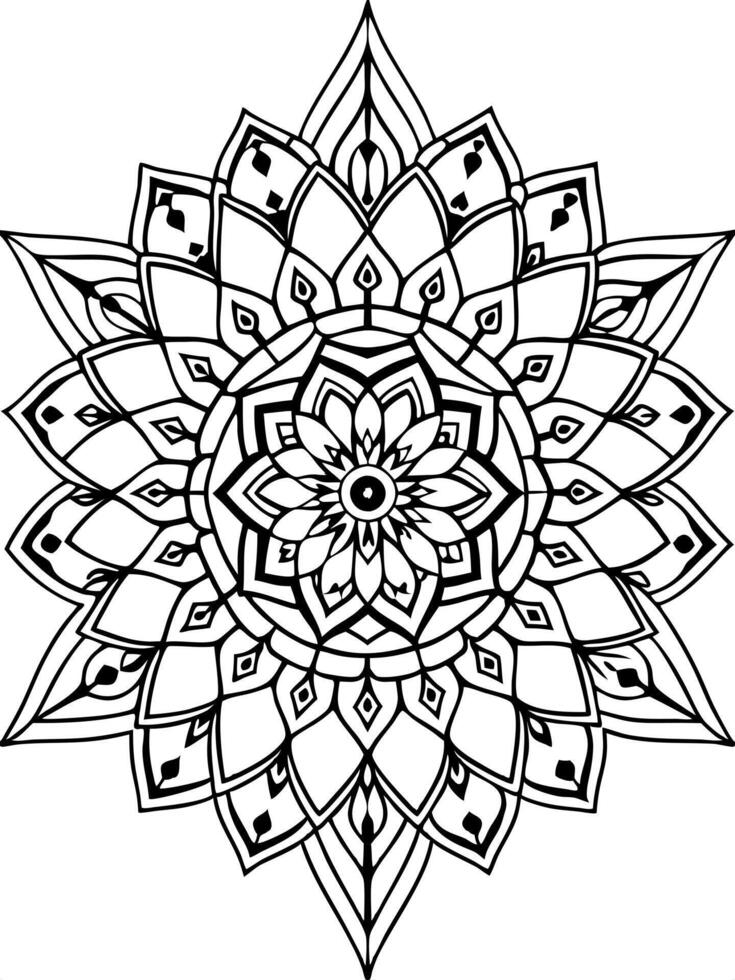 perfect and detailed fractal mandala that blends complex geometric patterns with traditional vector