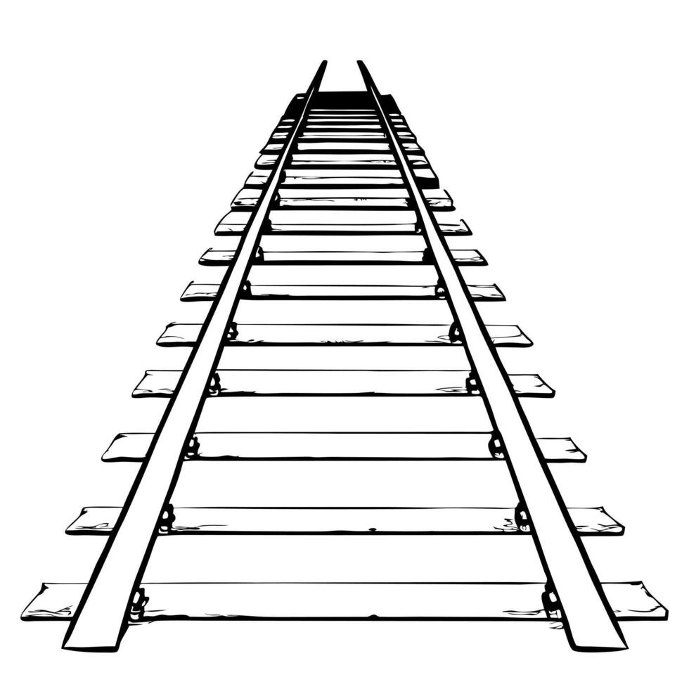train tracks, illustration line art vector