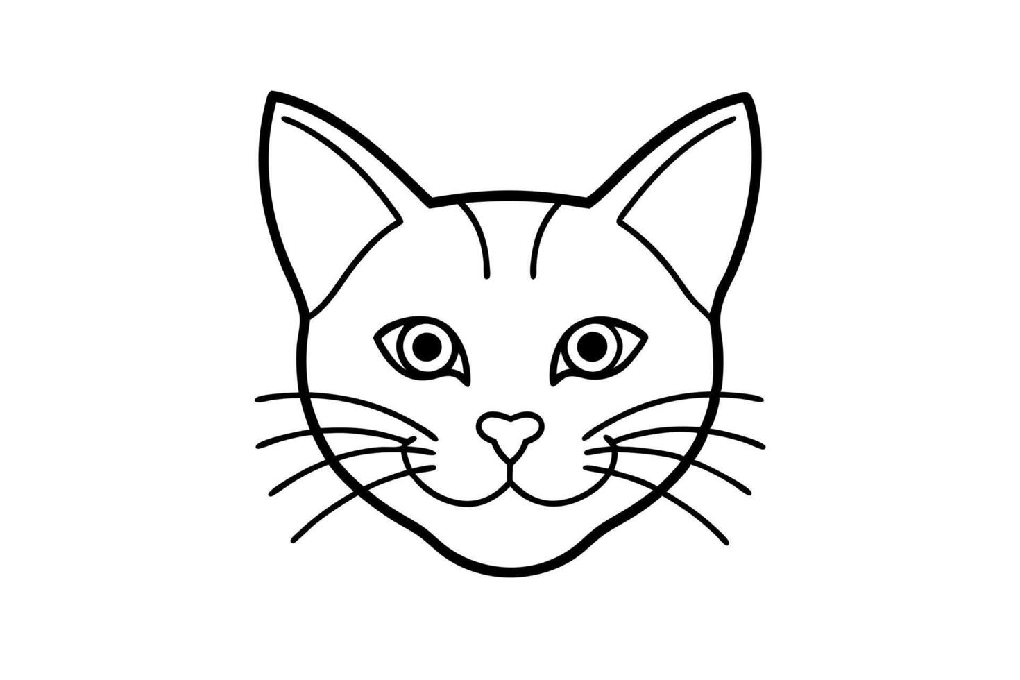 cat head icon on white background, illustration line art vector