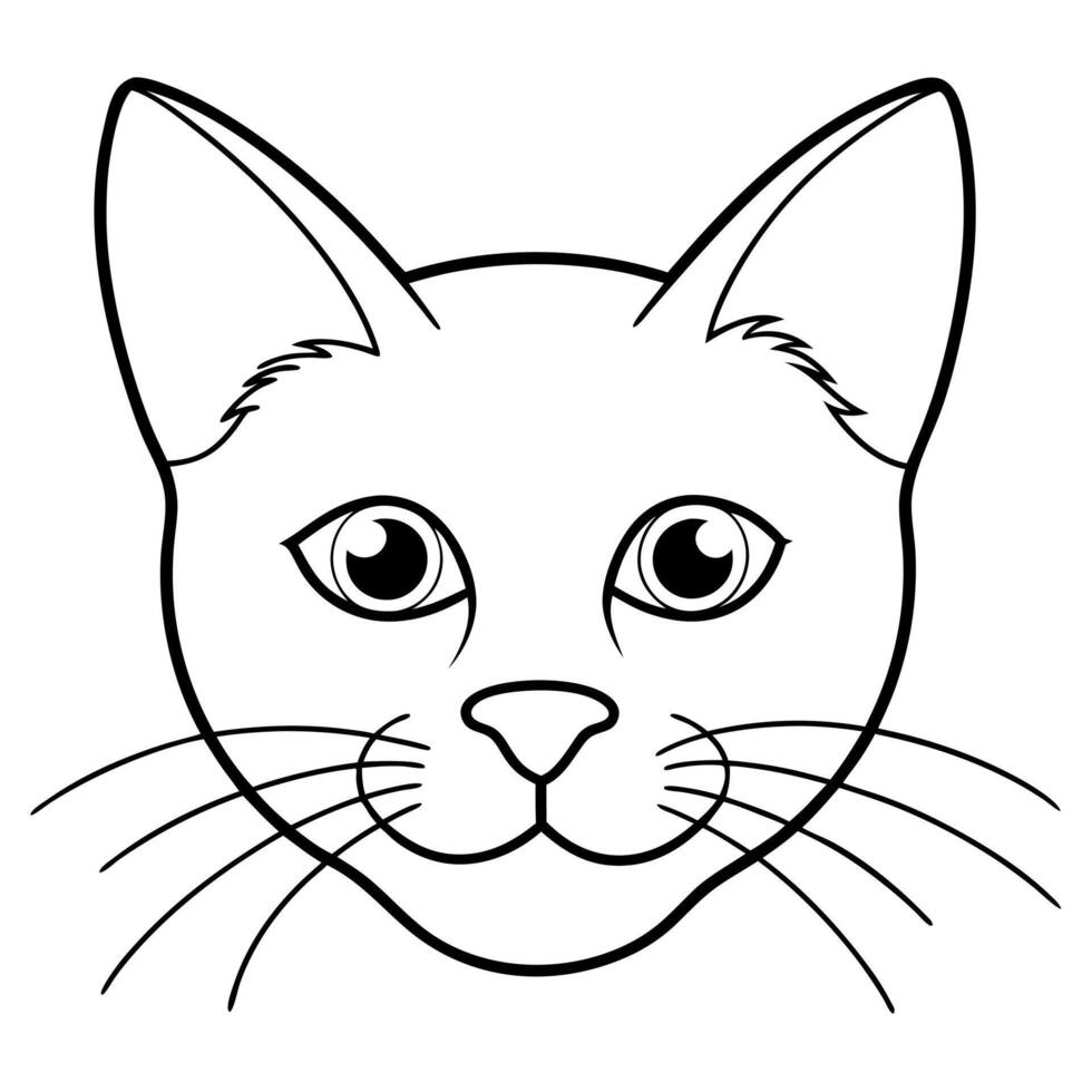 cat head, illustration line art vector