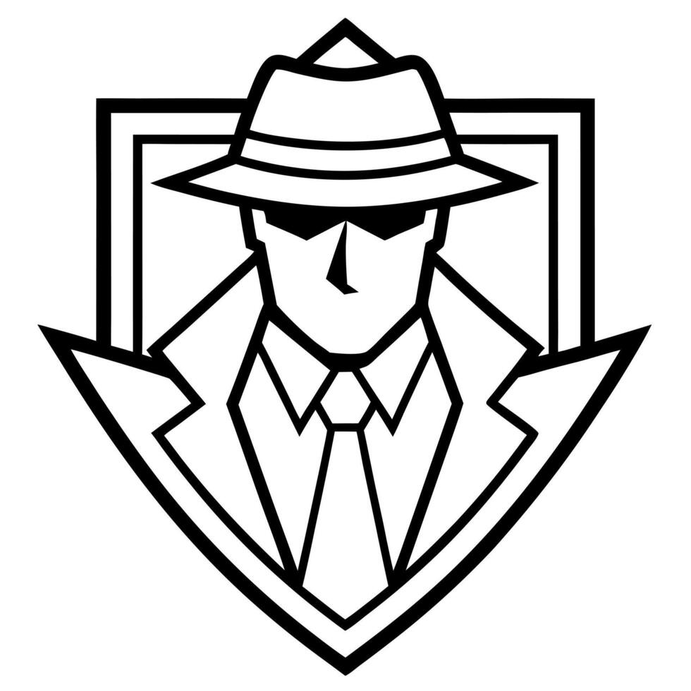 detective agency abstract emblems or logos for special agents, illustration line art vector