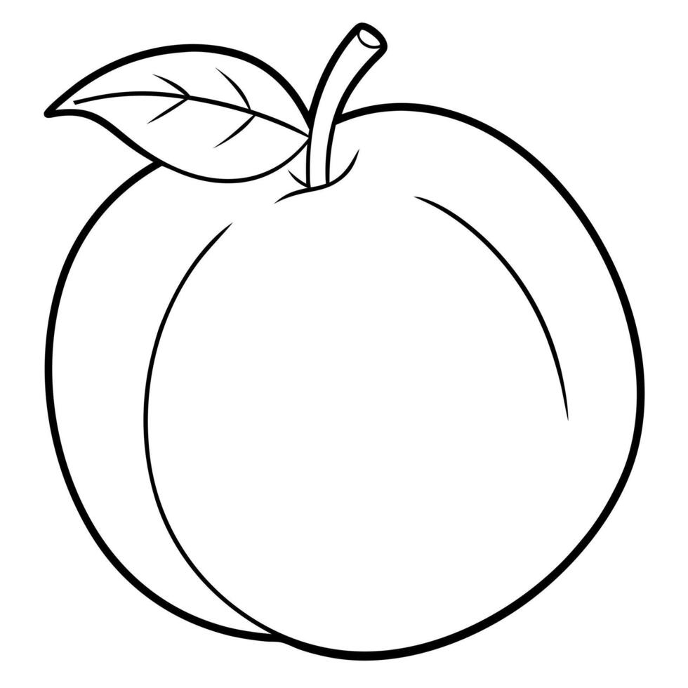 a coloring page of an food peach with no color just black lines, illustration line art vector