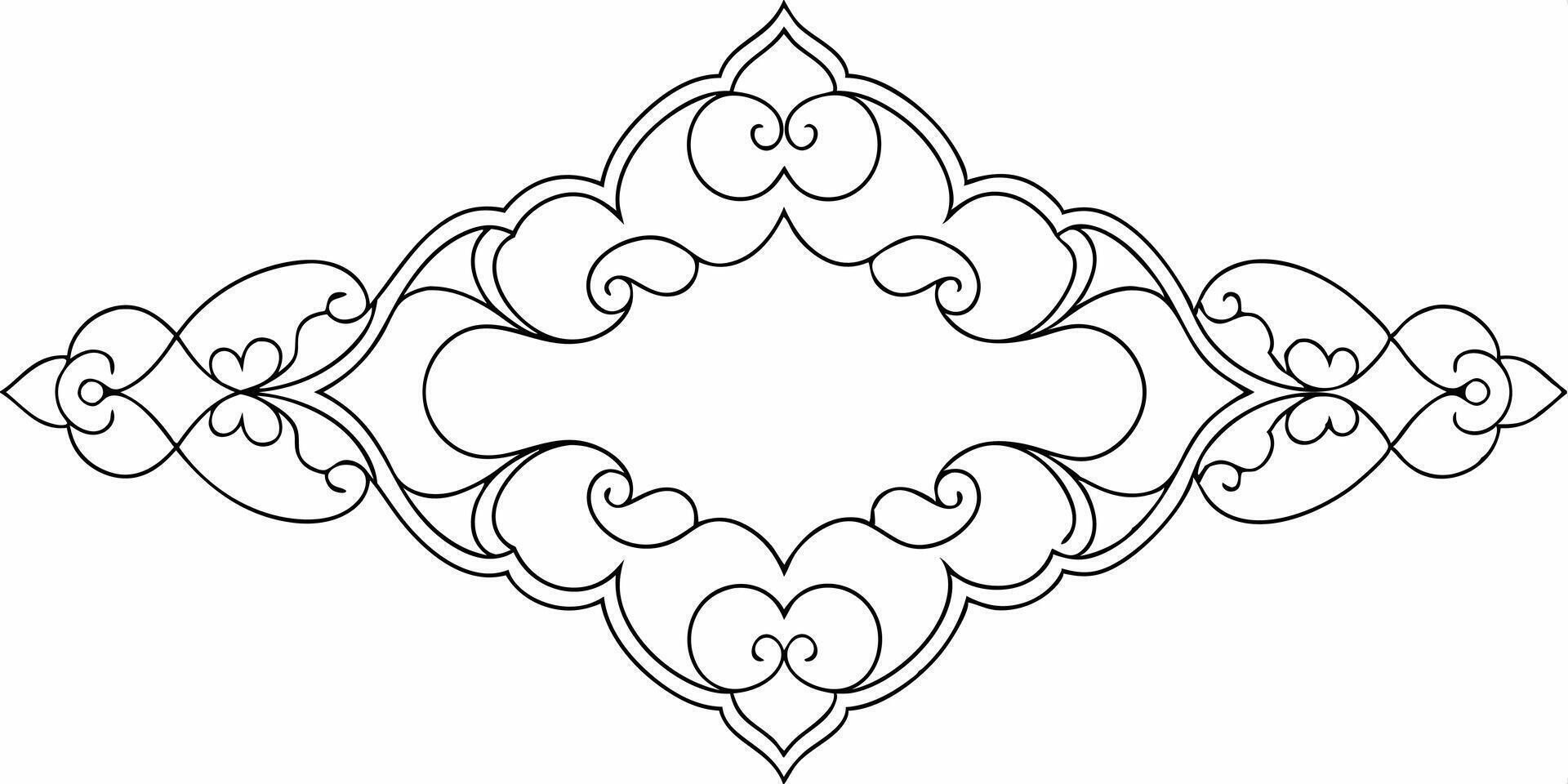 a 100 perfect mirroring, precise symmetry, seamless, one stroke hand-drawn, ottoman ornaments, text vector