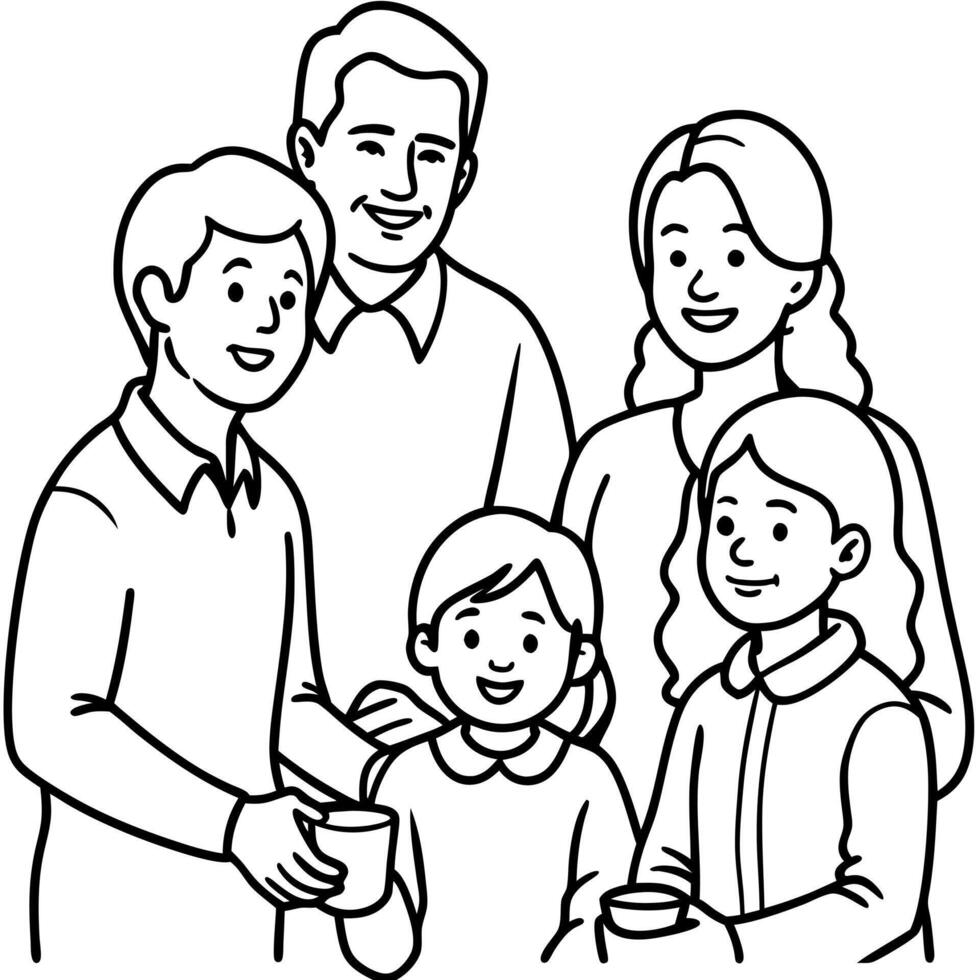 family, illustration line art vector