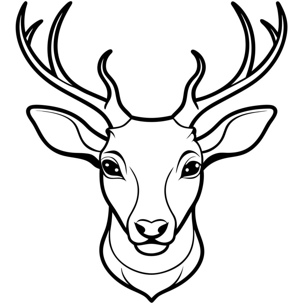 a and nice dear head line art, background is white nice face most different and attractive, vector