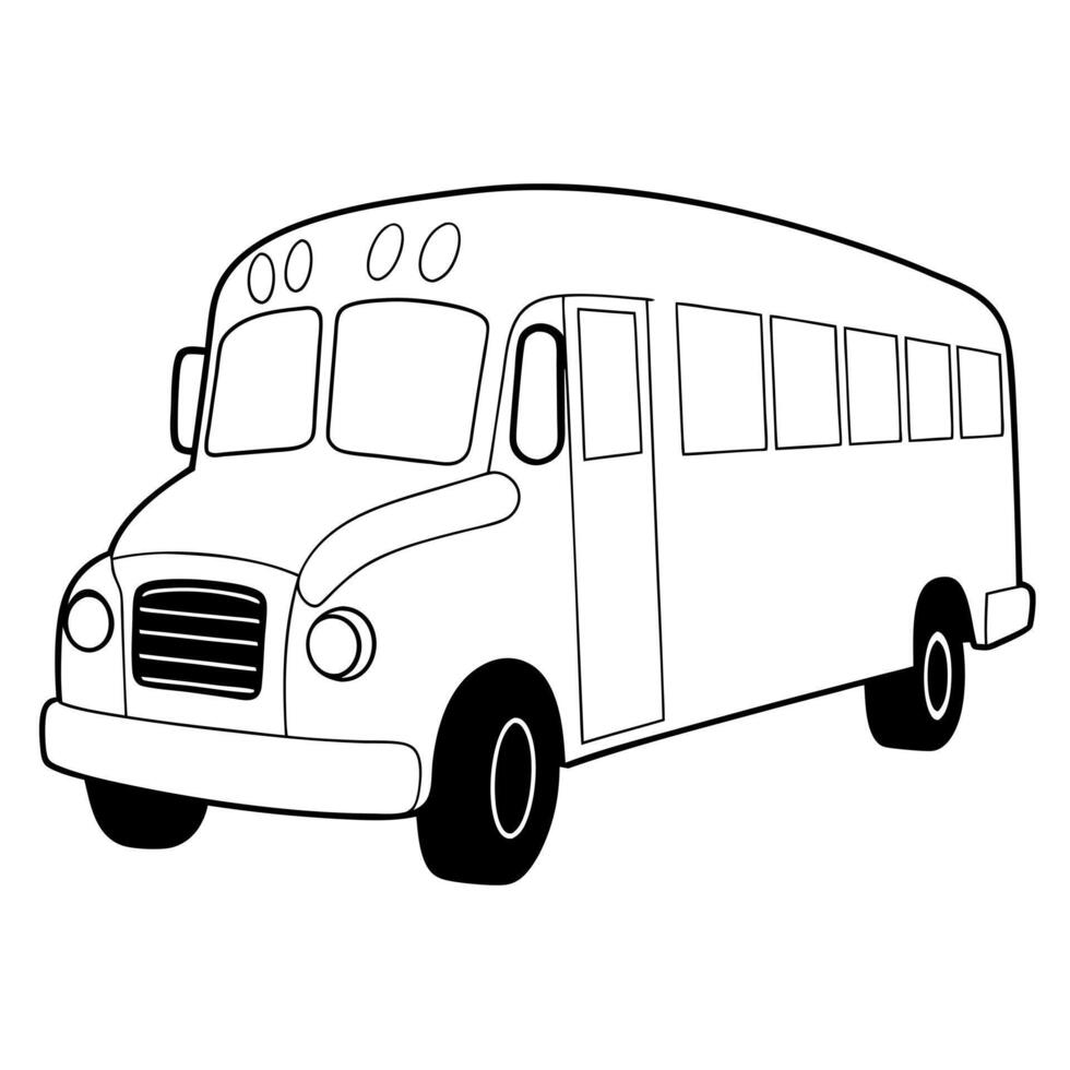 school bus, illustration line art vector