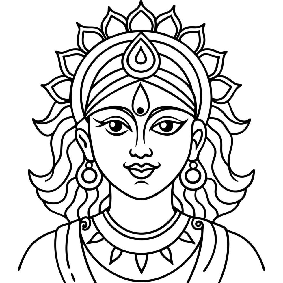 navratri line art , white background, illustration line art vector