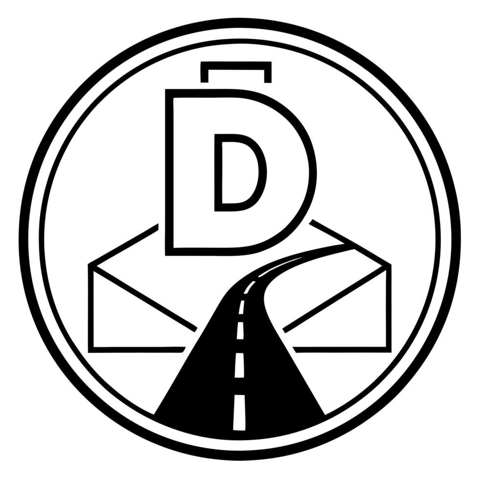 logo for a road construction company, use letter d, illustration line art vector
