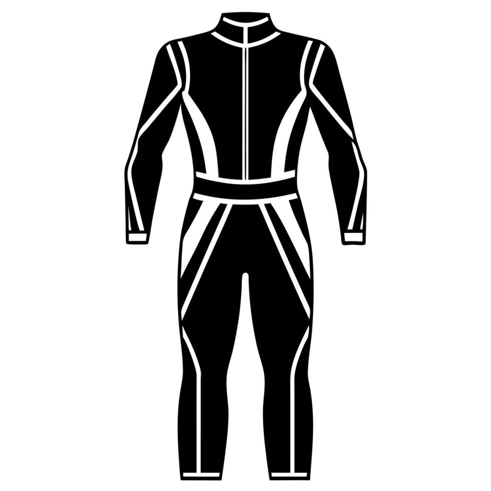 an image of racing suit silhouette with a white background, illustration line art vector