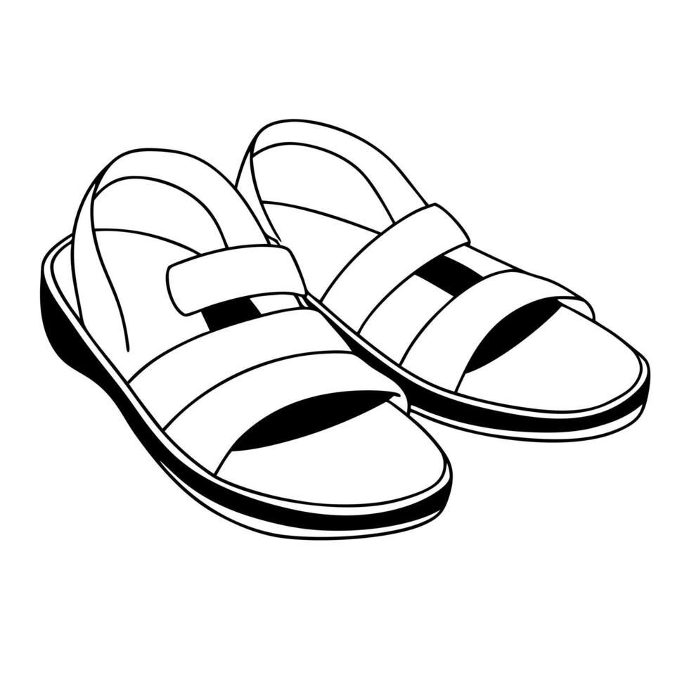 sandals, illustration line art vector