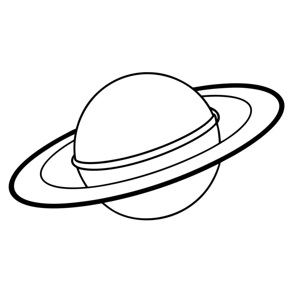saturn icon, illustration line art vector