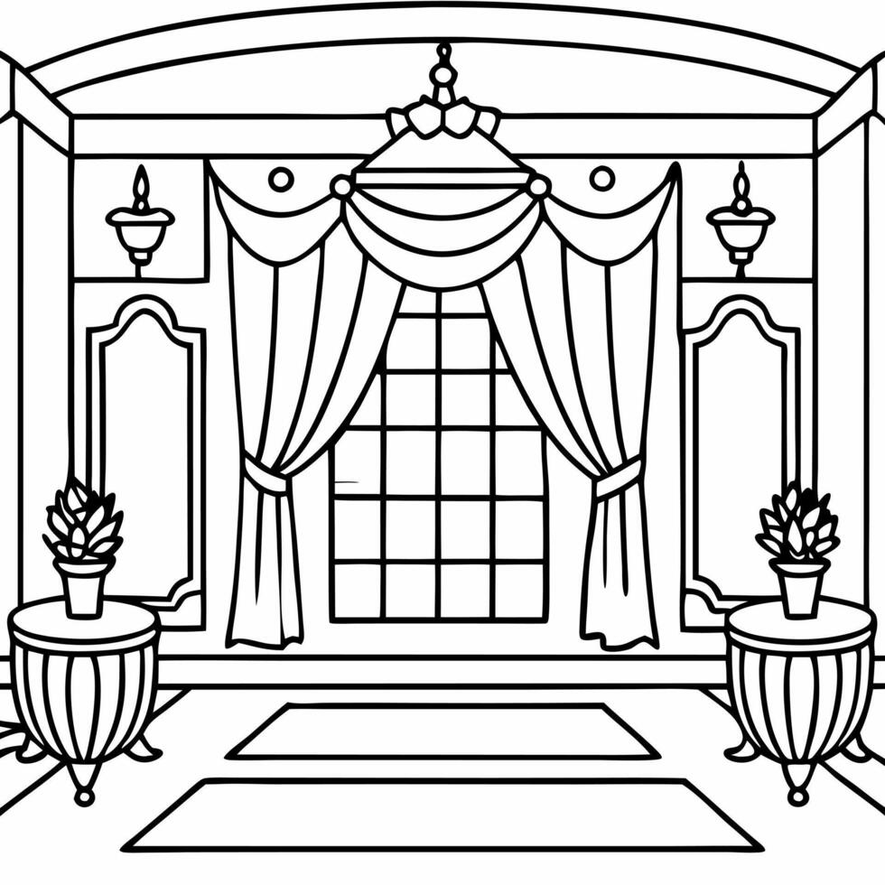 cartoon, royal drawing room from the inside, illustration line art vector