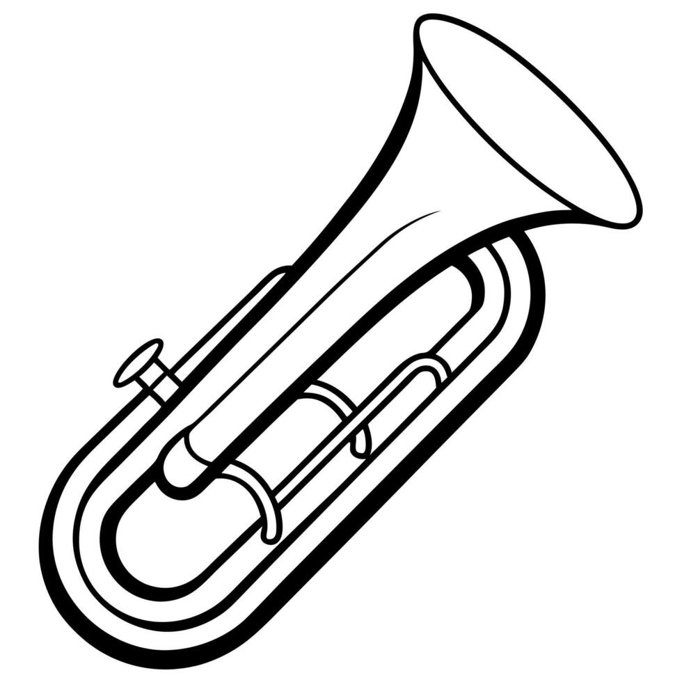 an image of tuba silhouette with a white background, illustration line art vector