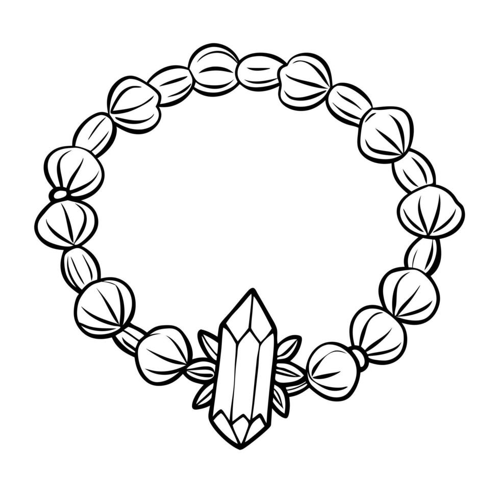 logo for magic 3 row beaded bracelet with crystals, illustration line art vector